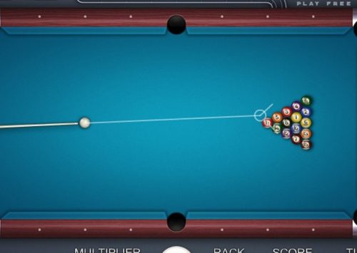 Biliardo žaidimas online, reikia pataikyti kamuoliuką į stalo skylę