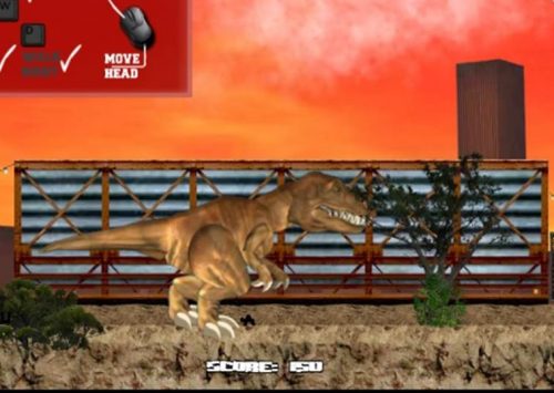 Misijų žaidimas dinozauro užpuolimas kelyje.