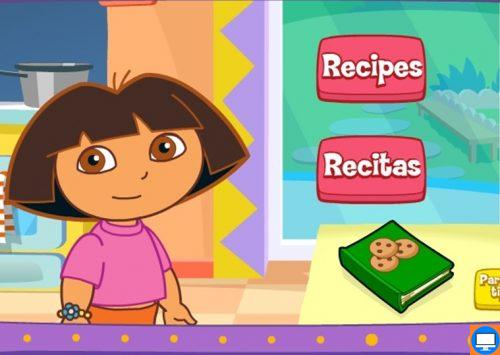 Mergaičių žaidimas Dora gamina valgyti.