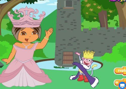 Žaidimas vaikams apie Dorą Princesę. Mažoji Dora tapo nuostabios pilies princese ir Jūs galite jai padėti tinkamai pasipuošti šia proga.