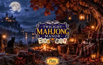 Loginis Helovino mahjong kortelių žaidimas.