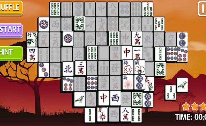 Loginis žaidimas su Afrikos elementais Mahjong Afrika.