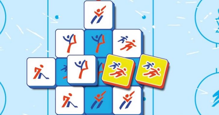 Olimpinių žaidynių užduotis su mahjong paveiksliukais.