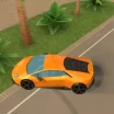 Parkavimo žaidimas mieste su sportiniu automobiliu.