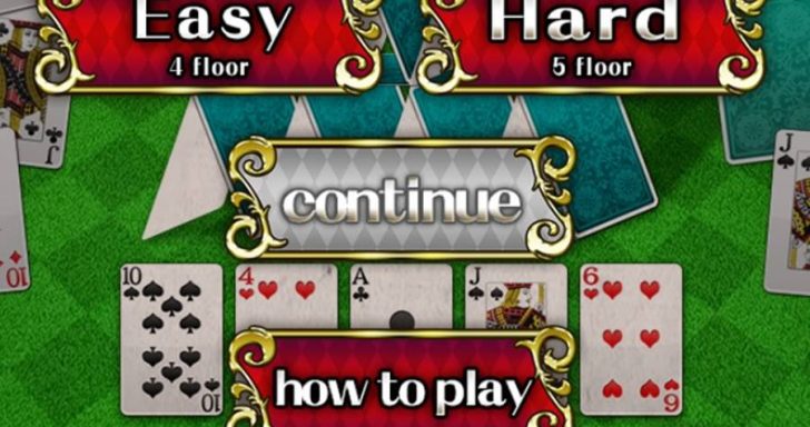 Atnaujintas solitaire piramidė žaidimas.