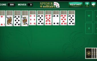 Kortų žaidimas: Spider solitaire.