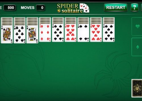 Kortų žaidimas: Spider solitaire.